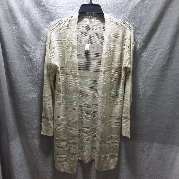 Maurices Striped Pointelle Duster Cardigan , Size Small Open Front Knit Sweater - Picture 1 of 10